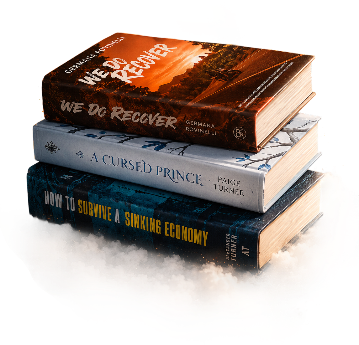 A stack of published books representing a coordinated launch
