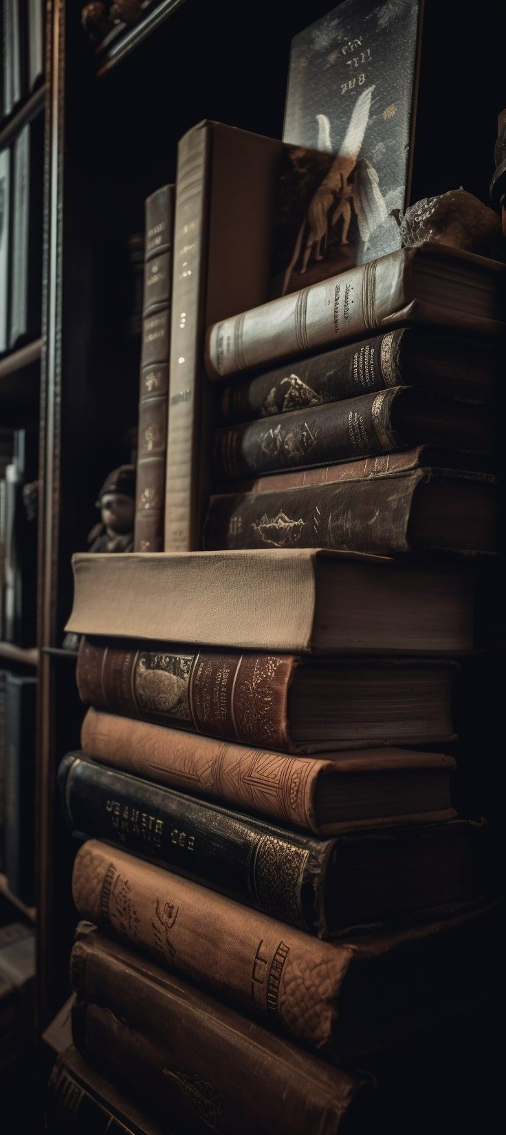 A collection of classic books on a library shelf